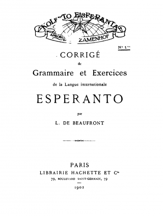 Corrigé de «Grammaire et exercices de la langue internationale Espéranto»