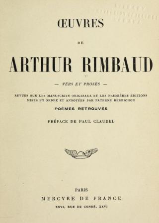 Oeuvres de Arthur Rimbaud Vers et proses by Arthur Rimbaud
