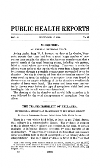 The Transmissibility of Pellagra: Experimental Attempts at Transmission to the Human Subject